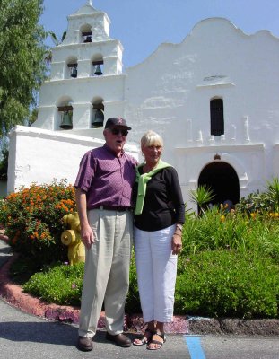 2005 Clem, Lois at the San Diego Mission,  the oldest church in California