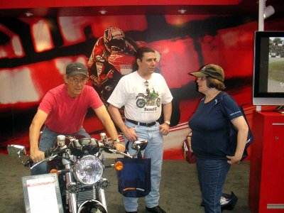 Geoffrey, Dean and Judy in the Ducati pavilion