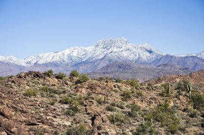 Four Peaks covered with fresh snow