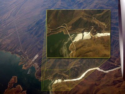 Up in the air over Roosevelt Dam (see inset)