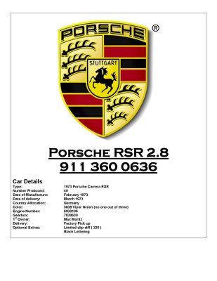 73' Porsche 911 RSR sn 911.360.0636 History - Page 1
