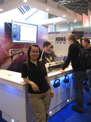 Ling chilling out on the Korg stand