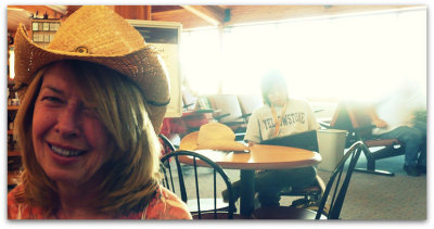 new cowgirl hat at bozeman airport