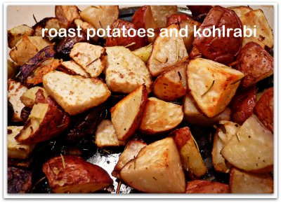 roast potatoes and kohlrabi