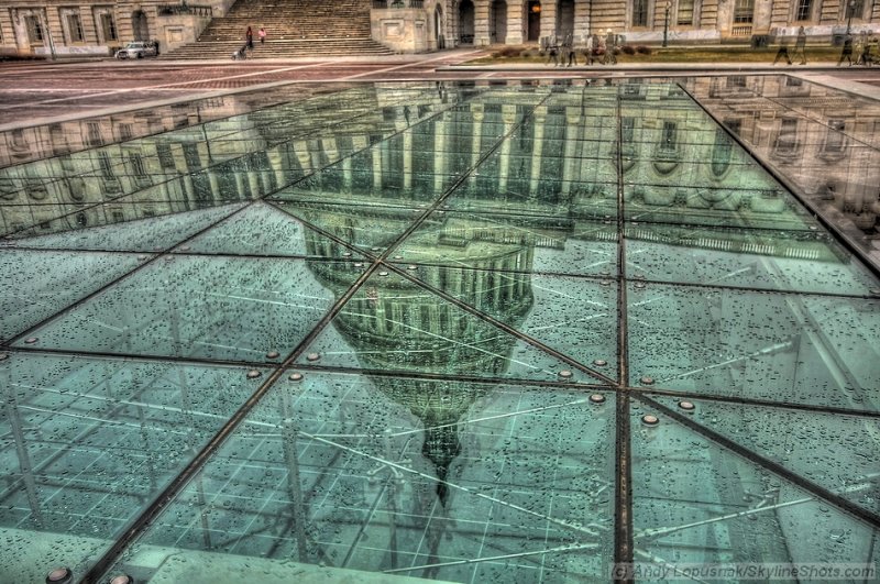 The Capitols reflection in the new visitors center