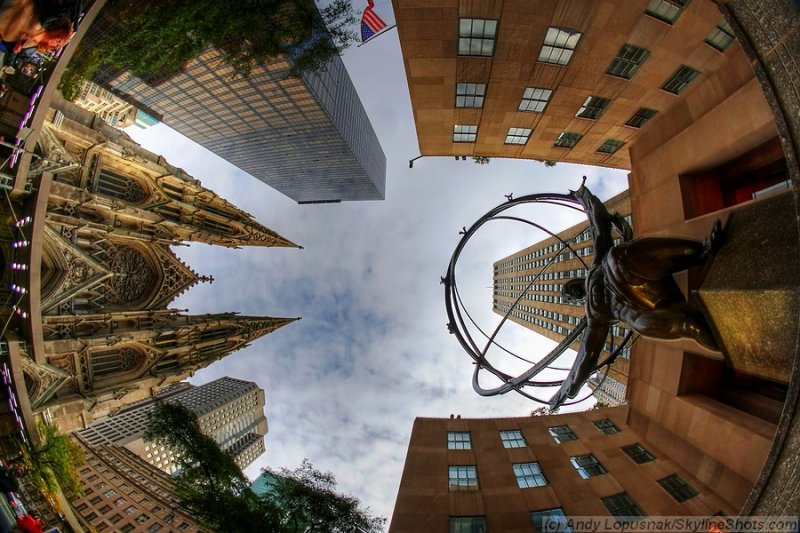 Atlas sculpture and St. Patricks Church in New York