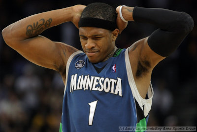 Minnesota Timberwolves guard Rashad McCants after missing the game-winning shot as time expired in regulation