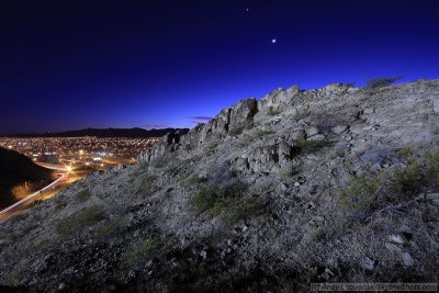 El Paso and Juarez, Mexico at Night