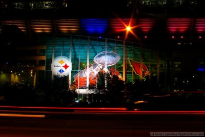 Raymond James Stadium the night before Super Bowl XLIII
