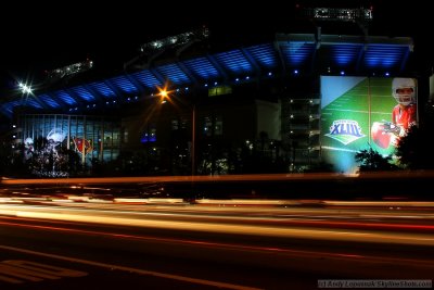 Raymond James Stadium the night before Super Bowl XLIII