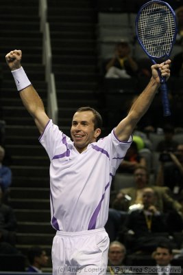 Radek Stepenek celebrates his 2009 SAP Open doubles title
