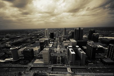 Downtown St. Louis skyline from the Arch