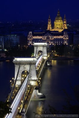 Budapest's Chain Bridge &  St. Stephen's Basilica at Night