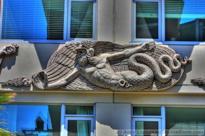 Baseball sculpture on the building across the street from AT&T Park