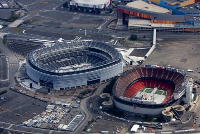 Construction site of the New Meadowlands Stadium and Giants Stadium -- 9/26/2009