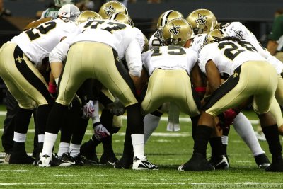 New Orleans Saints special teams huddle