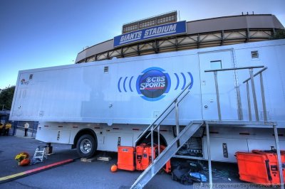 The CBS television trucks in HDR