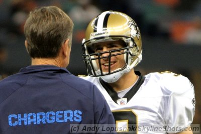 New Orleans Saints QB Drew Brees with San Diego Chargers head coach Norv Turner