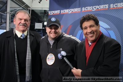 Me with Dan Dierdorf & Greg Gumbel before the 2010 AFC Divisional Playoff in Pittsburgh