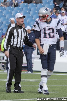 New England Patriots QB Tom Brady with ref John Parry