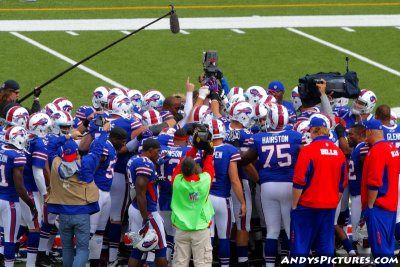 Buffalo Bills team huddle