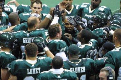 San Jose SaberCats team huddle