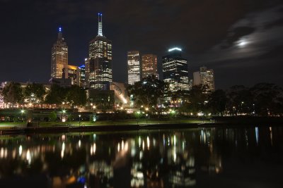Melbourne with Yarra River at night
