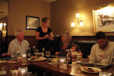 Brother Tom, waitress, niece Lisa Ann, baby Kiernan, Lisa's hubby, Pete