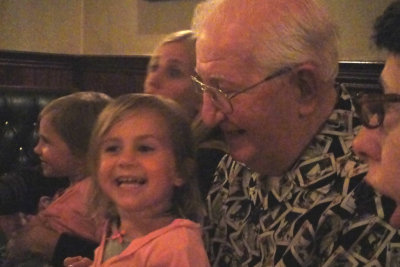 All giggles with Great-Grandpop!
