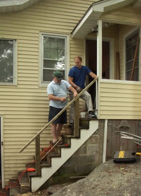 Tim and a fat guy build a new railing