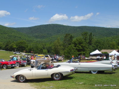 Jaguar XKE and 1959 Cadillac Convertible