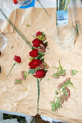 making the flowergirl garland