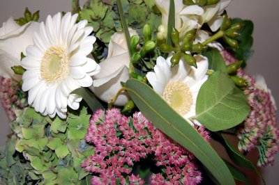 bridesmaid bouquet (hydrangea, gardenia, euycalyptus)