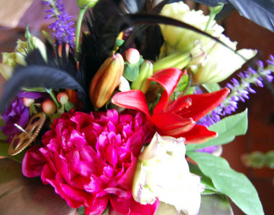 Bridal bouquet w/ antique watch parts (3)