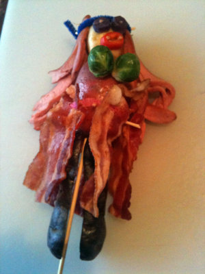 Cher made of hot dogs and bacon