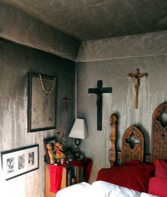 bed, crosses, and smoke damage