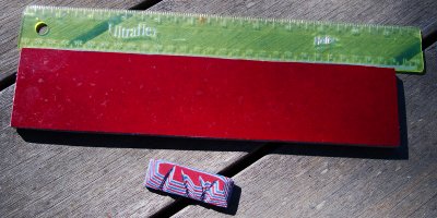 #183 Red Paper, White Canvas, Blue Paper