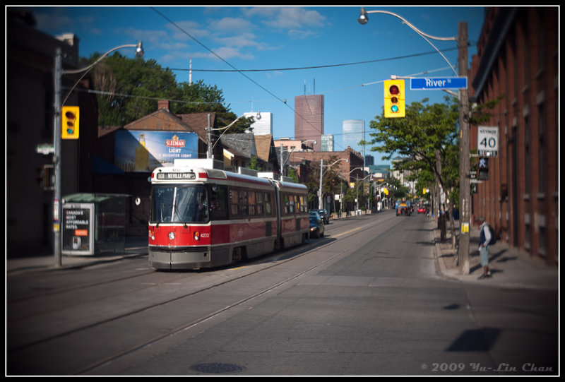 Street Car at the intersection of Queen & River Streets