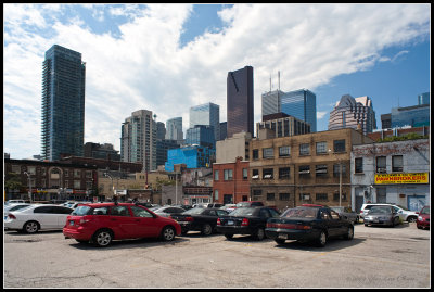 Parking Lot with Downtown buildings in background