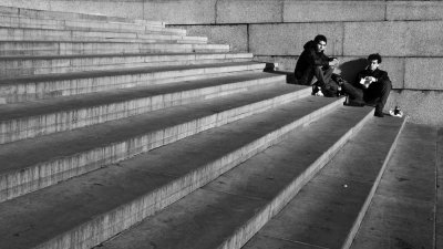 On the steps