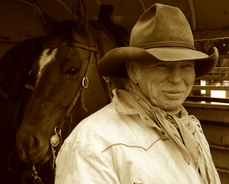 Cowboy and His Horse, Alpine Wyoming