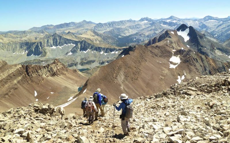 Beginning the descent, with Red and White Mountain in the background.