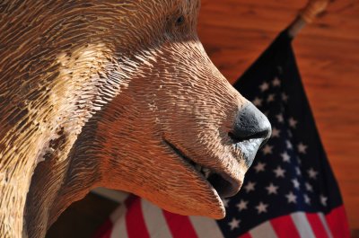 Carved Bear and Flag, Afton, Wyoming
