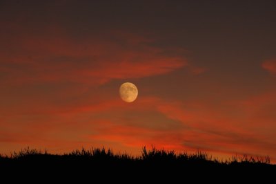 Sunset and Moonrise Near Abbot Lagoon