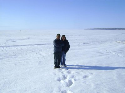 were standing on frozen winnipeg lake