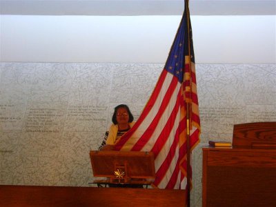 Mama holding the US flag...