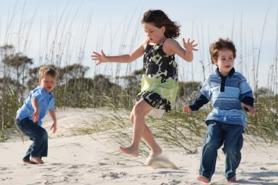 Beach kids and crab hunting