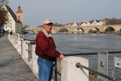 Standing on the edge of the Danube River