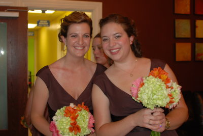 Bridesmaids lining up in the hall