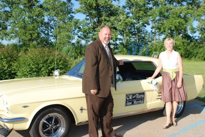 Mark and Lora with the getaway car